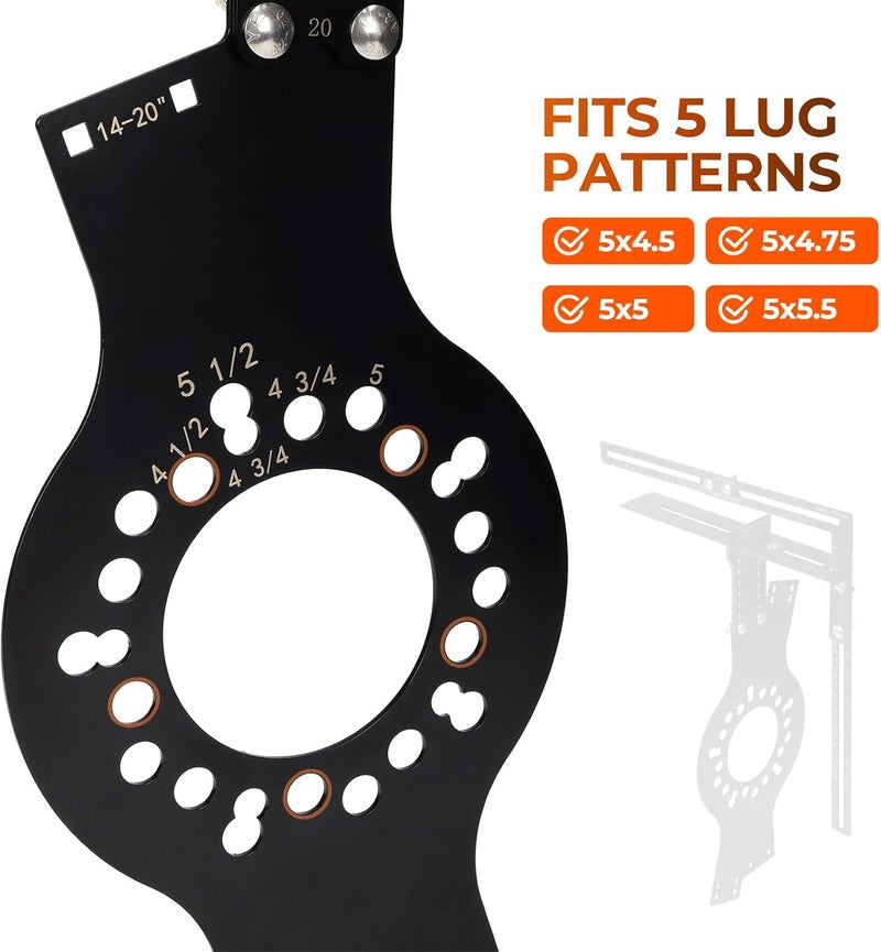 Atesilor Wheel Fitment Tool, Offset Measuring Mockup Tool, 5 Lug Wheel Simulator for Fits 14-22" Rims, 8-14" Tire Widths, 2.5-11.5" Sidewalls, 3-12" Clearance - Image 4